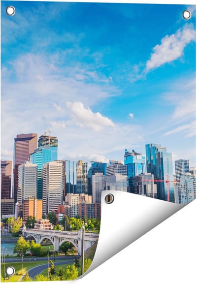 Gards Tuinposter Skyline Calgary Stad in Canada - 40x50 cm - Tuindoek - Tuindecoratie - Wanddecoratie buiten - Tuinschilderij