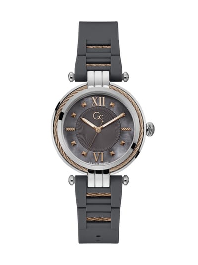 Gc Gc Cablebijou Quartz Analoog Horloge Grijs Kast: 100 % Roestvrij Staal | Band: 100 % Siliconen 36 Y56006L5MF