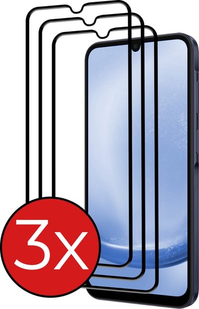 Screenprotector - 3 Stuks - Geschikt voor Samsung Galaxy A25 - Full Cover - Beschermglas - Gehard Glas - Tempered Glass - Screen Protector