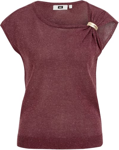 WE Fashion Dames fijngebreide trui met goud accent
