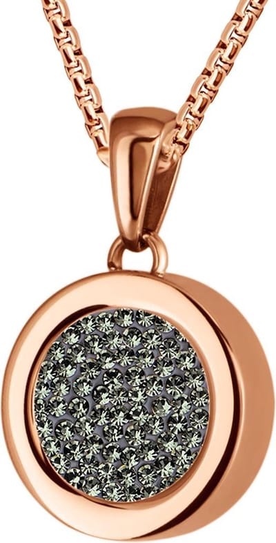 Quiges 12mm Mini Munt Hanger Rosékleurig RVS Glans met Zirkonia Olijfgroen Munt en Box Ketting Ankerketting 42-46cm
