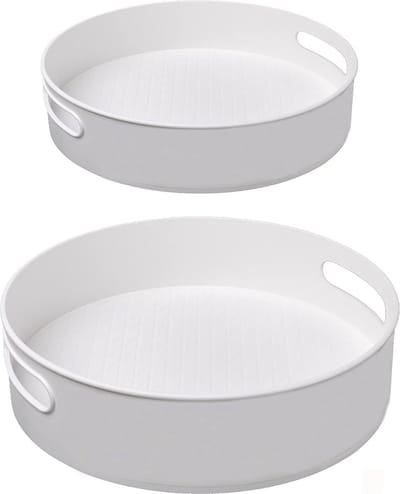 2 stuks multifunctionele draaitafel, keukenorganizer, cosmetica-organizer met antislip bodem, 360° Lazy turntafel, kruidenrek, voor keuken, badkamer, slaapkamer (wit)