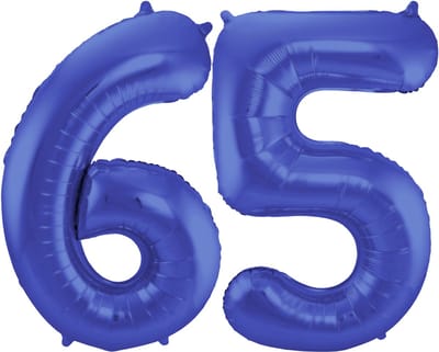 Folat Verjaardag Leeftijd folieballon - 65 jaar - blauw - 86 cm - cijferballon groot