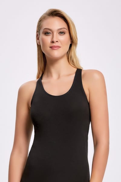 ilke® 2 Pack Dames Halterhemd - Stretch Katoen - Zwart - S