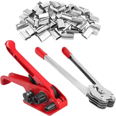 Omsnoeringsset Palletband - Verpakkingsband Set - Pallets Vastzetten - Compleet met Spanner - 180 Zegels - Rood