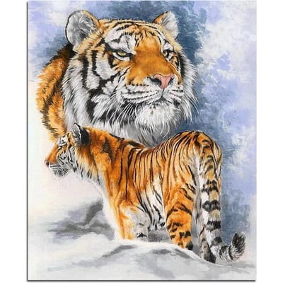 5D DIY diamant schilderij tijger volledige ronde dieren diamant borduurwerk 20X30CM gray