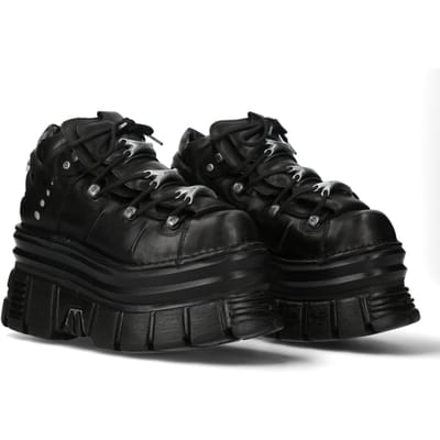 New Rock M-106-C178 Zwarte Toren Gothic Punk Chunky Enkellaarsjes
