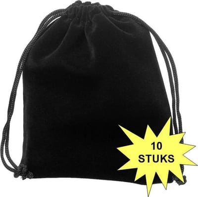 Fako Bijoux - Fluweel Cadeau Zakjes - Velours - 10x12cm - Zwart - 10 Stuks