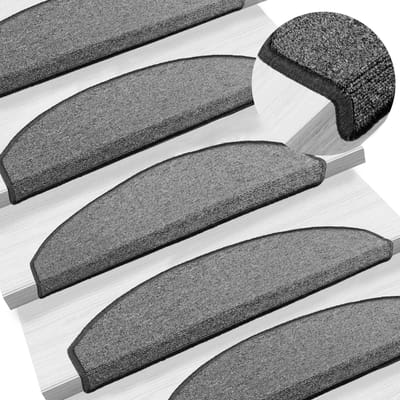 vidaXL - Zelfklevende - trapmatten - 15 - st - 80 - x - 24,5 - x - 3,5 - cm - Donkergrijs