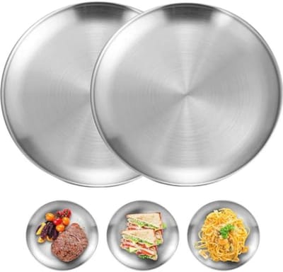 Solidchoice - Set van 2 Ronde Roestvrijstalen Campingborden 20 cm