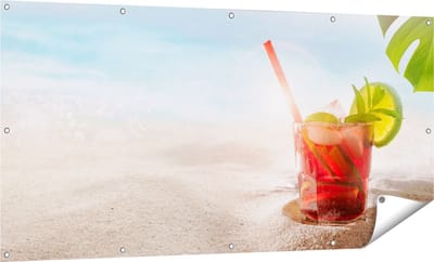Gards Tuinposter Cocktail Mix Drankje op het Strand - 160x80 cm - Tuindoek - Tuindecoratie - Wanddecoratie buiten - Tuinschilderij