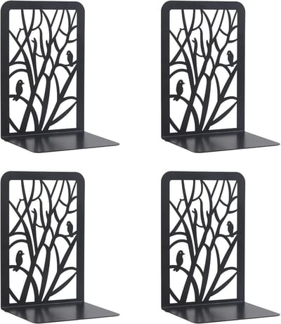 Stijlvolle metalen boeksteunen voor kinderen en volwassenen, perfect voor kantoor, school en thuisdecoratie, cadeau voor Moederdag en Kinderdag (Zwart)