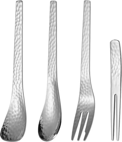 House of Husk Gebaksvork Dessertlepel Set - Dessertvork - Taartvorkjes - Cocktailvorken - IJslepel - RVS - Zilver - Set van 4