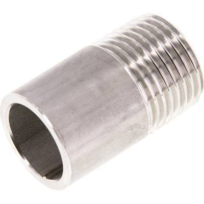 R 1/2'' Buitendraad x 21.3mm RVS Pijpnippel met Las uiteinde 20 Bar DIN 2982 - 35mm