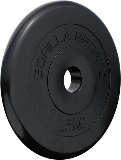Gorilla Sports Halterschijf - Gewichtsschijf - Gietijzer - Rubber - 30 mm - 25 kg