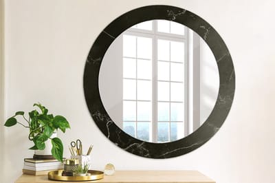 Coloray Bedrukte Spiegel - Marmeren steen Bedrukte Spiegel - 70 cm - Zwart Bedrukte Spiegel - Bedrukte Spiegel - Spiegel Met Bedrukte Lijst - Spiegel Met Decoratie