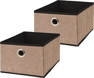 Storage Solutions Opbergmand/kastmand - 2x - 15 liter - bruin - 32 x 25 x 18 cm - Vakkenkast manden