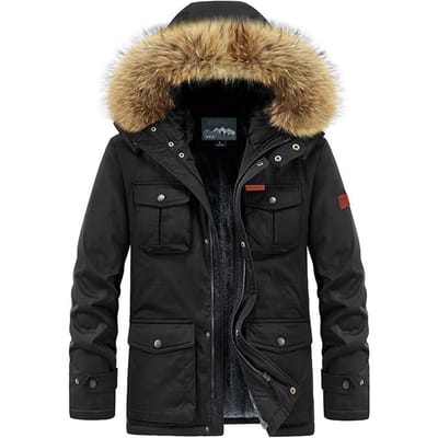Winter Nieuwe Herenkatoenkleding Middellange en Lange Katoengevoerde Kleding met Capuchon Heren Casual Jeugd 4XL black