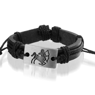 Montebello Armband Boogschutter - Leer - Metaal - Horoscoop - ∅20-23cm