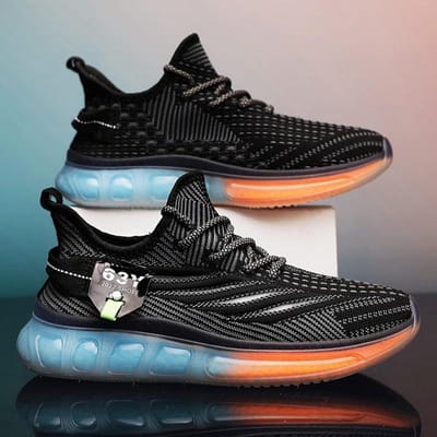 Lente Nieuwe Herenschoenen Heren Sportschoenen Jelly Zool Vliegend Geweven Ademend Mode Kokosschoenen Hardloopschoenen Heren 44 gray