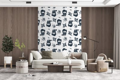 Behang - Fotobehang Patronen - Schedel - Rozen - Piraten - Jongens - Kinderen - Kids - Breedte 165 cm x hoogte 220 cm