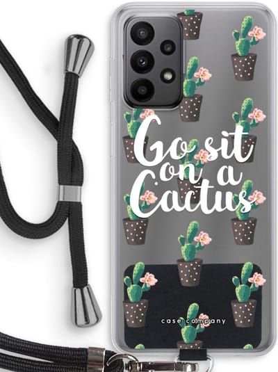Case Company® - Hoesje met koord geschikt voor Samsung Galaxy A23 hoesje met Koord - Cactus quote - Telefoonhoesje met Zwart Koord - Bescherming aan alle Kanten en Over de Schermrand