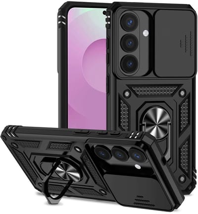 Coverup Hoesje - Geschikt voor Samsung Galaxy S26 Hoesje - Coverup Armor Ring Kickstand Back Cover met Camera Shield - Zwart