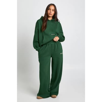 boohoo Dames Ath Club Geborduurde Jogger met Diepe Tailleband en Rechte Pijpen | Groente | Maat: XS