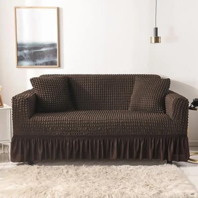 1/2/3/4 vliegende zitplaats seersucker woonkamer bankhoes elastische bankhoes elastisch effen dikte elastische bankhoes 1 Seat 90-140 cm donkerbruine kleur