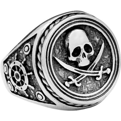 Mode Punk Dubbel Mes Schedel Ring Roestvrij Staal Vintage Piraat Ring Voor Mannen Unieke Biker Sieraden Cadeaus Dropshipping 13 black
