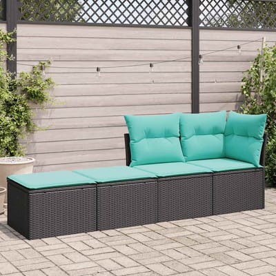 vidaXL - 2-delige - Loungeset - met - kussens - poly - rattan - acacia - zwart