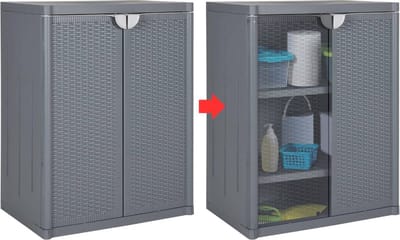 MKSS® Tuinkast - Tuinkist - Tuinkasten voor Buiten - Tuinberging - Kunststof - 70x50x90cm - Light Grijs