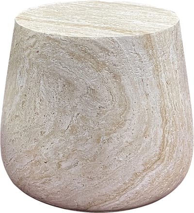 Artichok Dorus Fiberclay Bijzettafel - Tafeltje - Rond - Marmerlook - Scandinavisch - Beige - Ø 47 x 41 cm