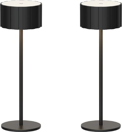 Luxus Europe - Tafellamp Tinos - Set van 2 Zwart - Draadloze Tafellamp Binnen & Buiten - Oplaadbaar - USB-C - Dimbaar - Warm Wit - Waterbestendig