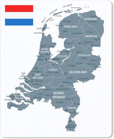 Muismat Kaart Nederland - Grijze kaart van Nederland muismat rubber - 19x23 cm - Muismat met foto