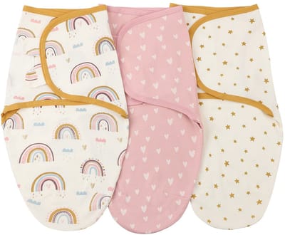 Baby-inbakerslaapzak – 3–4 maanden – Slaapzak voor pasgeborenen – Baby-slaapzak van biologisch katoen – Inbakerdoek – Baby-inbakerwikkel – Unisex – Stijl E (3-delige set)