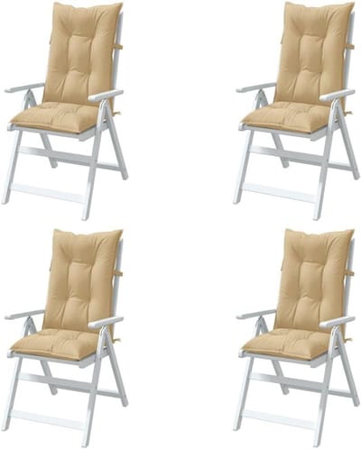 Tuinstoel Kussens - Hoge Zitkussens - Buiten Zitten - Vormvast Materiaal - 120 x 50 cm - Beige Gemeleerd
