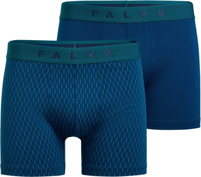 FALKE Daily Comfort Print 2-Pack huidvriendelijk elastisch katoen multipack broek van onderlaag heren blauw - maat M