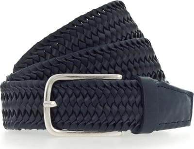 Vanzetti Leren Riem Braided Men's Belt 35 mm W80 Night Blue Donkerblauw