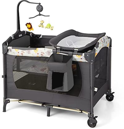 Opvouwbaar 4-in-1 Babybed met Matras en Luiertafel