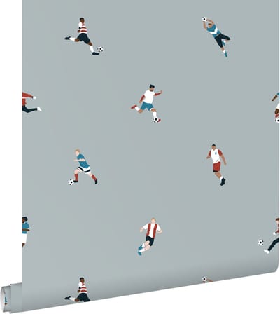 ESTAhome behang voetbalspelers lichtblauw - 50 x 900 cm - 131280