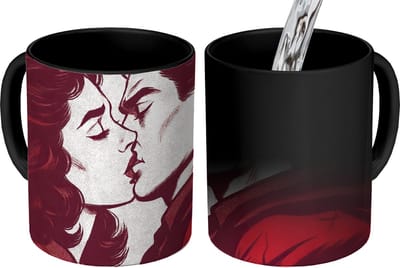 Magische Mok - Foto op Warmte Mokken - Koffiemok - Kussen - Personen - Retro - Bordeaux - Magic Mok - Beker - 350 ML - Theemok