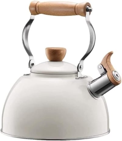 Theeketel RVS - Waterketel Fornuis - Thee Zetten - Automatisch Fluitje - 2.5 Liter - Wit