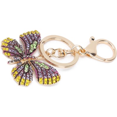 Sleutelhanger Vlinder Zinklegering Strass Steentjes Glanzend Mode Hanger voor Rugzak Portemonnee Groen groen