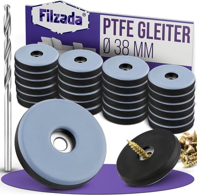 Teflonglijders voor Meubels - Ø 38 mm - Viltglijders voor Vloerbescherming