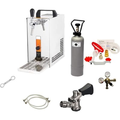 Kit Complet Système Distribution Bière PYGMY 25 Mono-Ligne Refroidisseur Sec 35 L/h Acier Inoxydable Kit Nettoyage Inclus