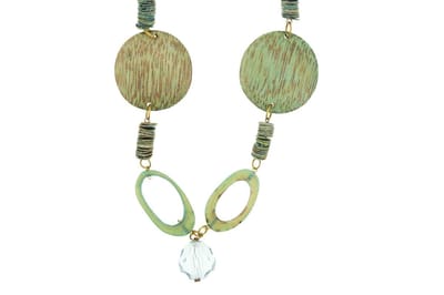 Behave - Lange ketting dames - grijs groen - hout - natuurlijke look