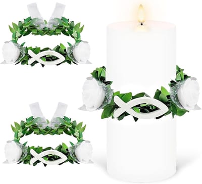 Set van 2 Beschermende Communiekaarsen van 4 cm met Druppelvanger voor Eerste Communie Decoratie en Doopkaarsen