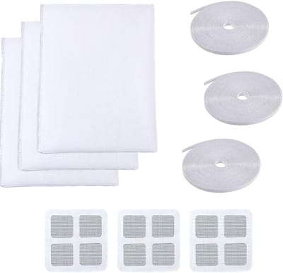 Insectenwerend gaas voor ramen, 3-pack (1.5 m x 2 m) met zelfklevende tape, ideaal voor vliegen en muggen
