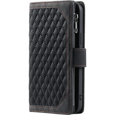 Comfycase Samsung Galaxy A55 Zipper Wallet Hoesje met Draagkoord Zwart